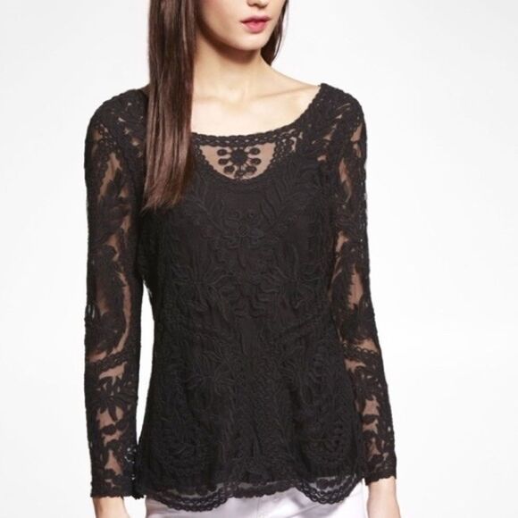 ✨ Express Mesh Embroidered Long Sleeve Top✨ - Picture 1 of 5